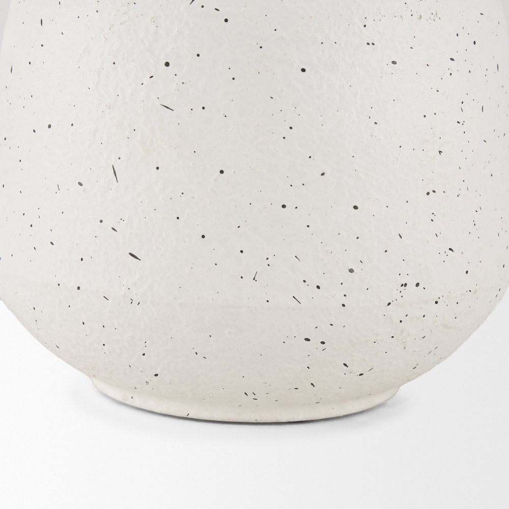 Treva Small White Black Speckles Metal Vase