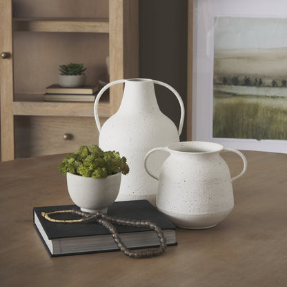 Treva Small White Black Speckles Metal Vase