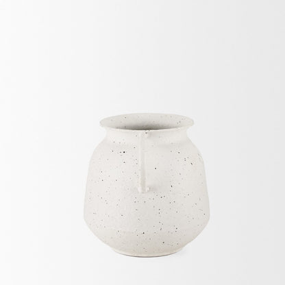 Treva Small White Black Speckles Metal Vase