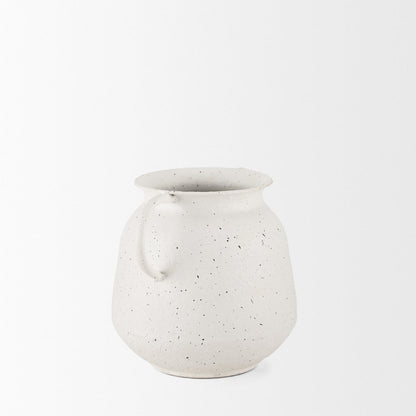 Treva Small White Black Speckles Metal Vase
