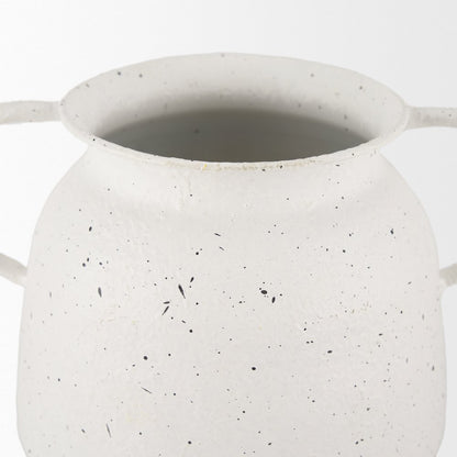 Treva Small White Black Speckles Metal Vase