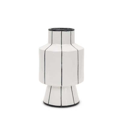 Dinah Small White Black Stripes  Ceramic Vase