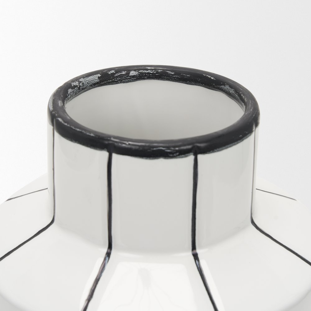 Dinah Small White Black Stripes  Ceramic Vase