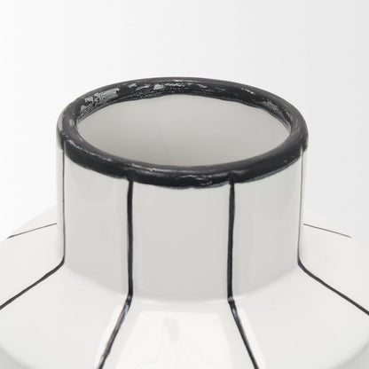 Dinah Small White Black Stripes  Ceramic Vase