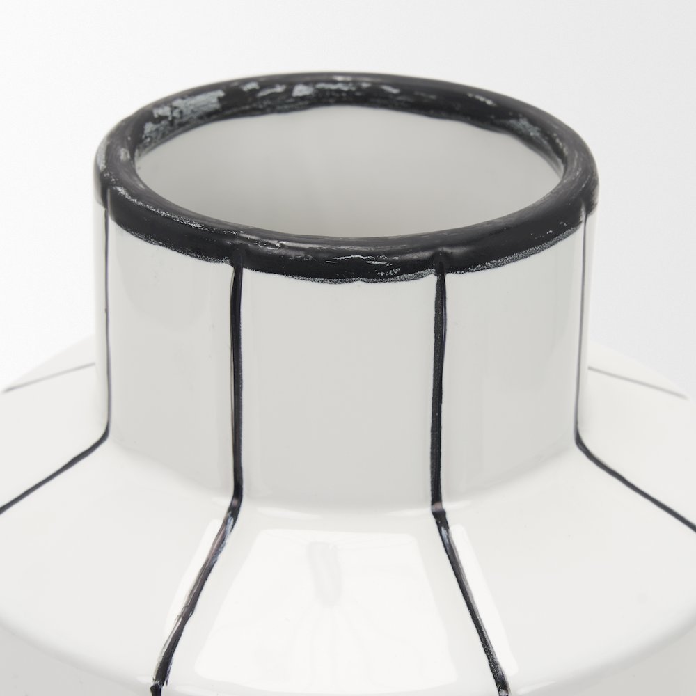 Dinah Small White Black Stripes  Ceramic Vase
