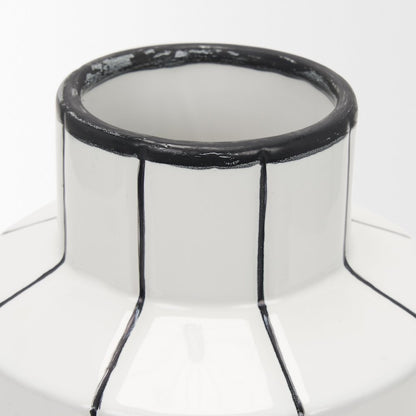 Dinah Small White Black Stripes  Ceramic Vase