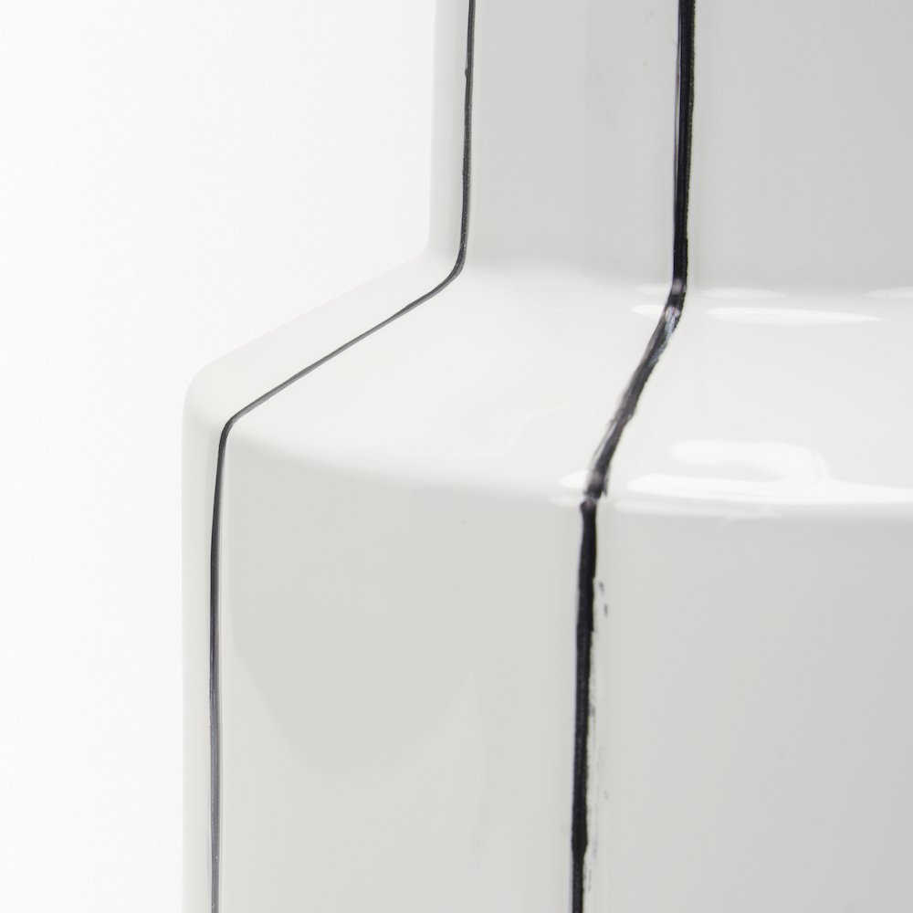 Dinah Small White Black Stripes  Ceramic Vase