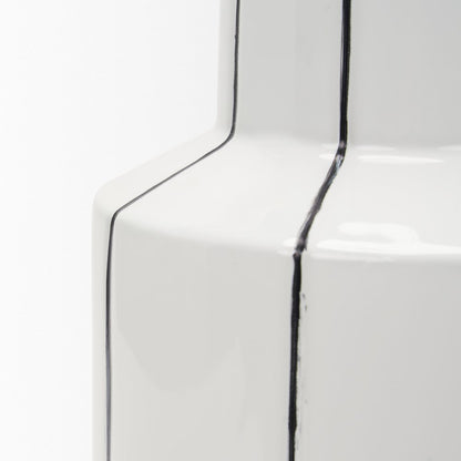 Dinah Small White Black Stripes  Ceramic Vase