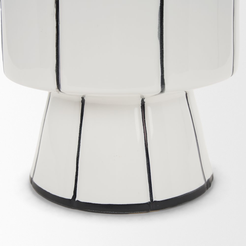 Dinah Small White Black Stripes  Ceramic Vase
