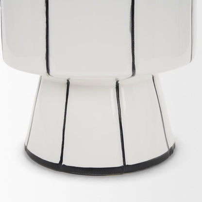 Dinah Small White Black Stripes  Ceramic Vase