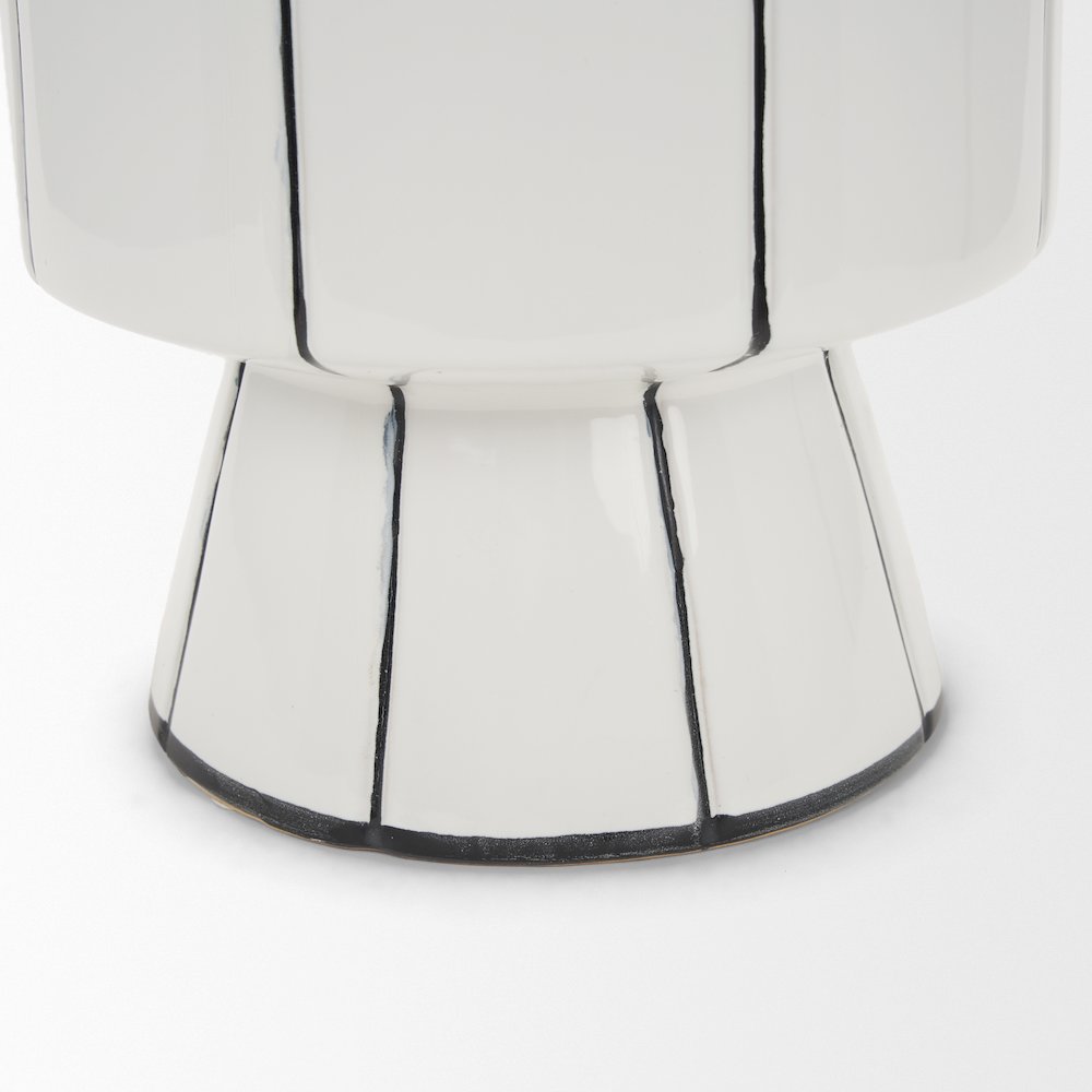 Dinah Large White Black Stripes  Ceramic Vase