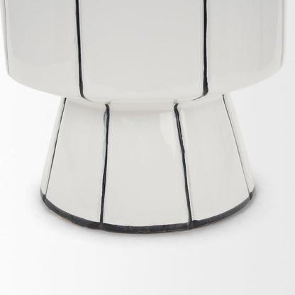 Dinah Large White Black Stripes  Ceramic Vase