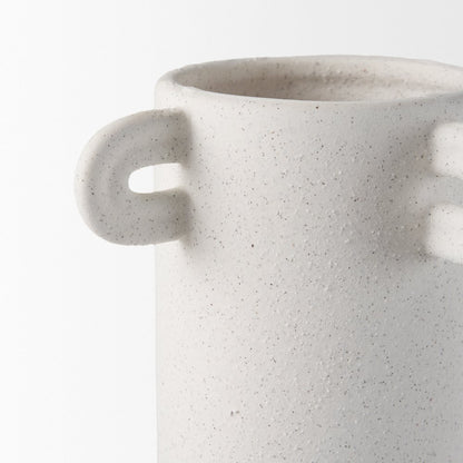 Dylan Tall Textured Off White Handles Ceramic Vase