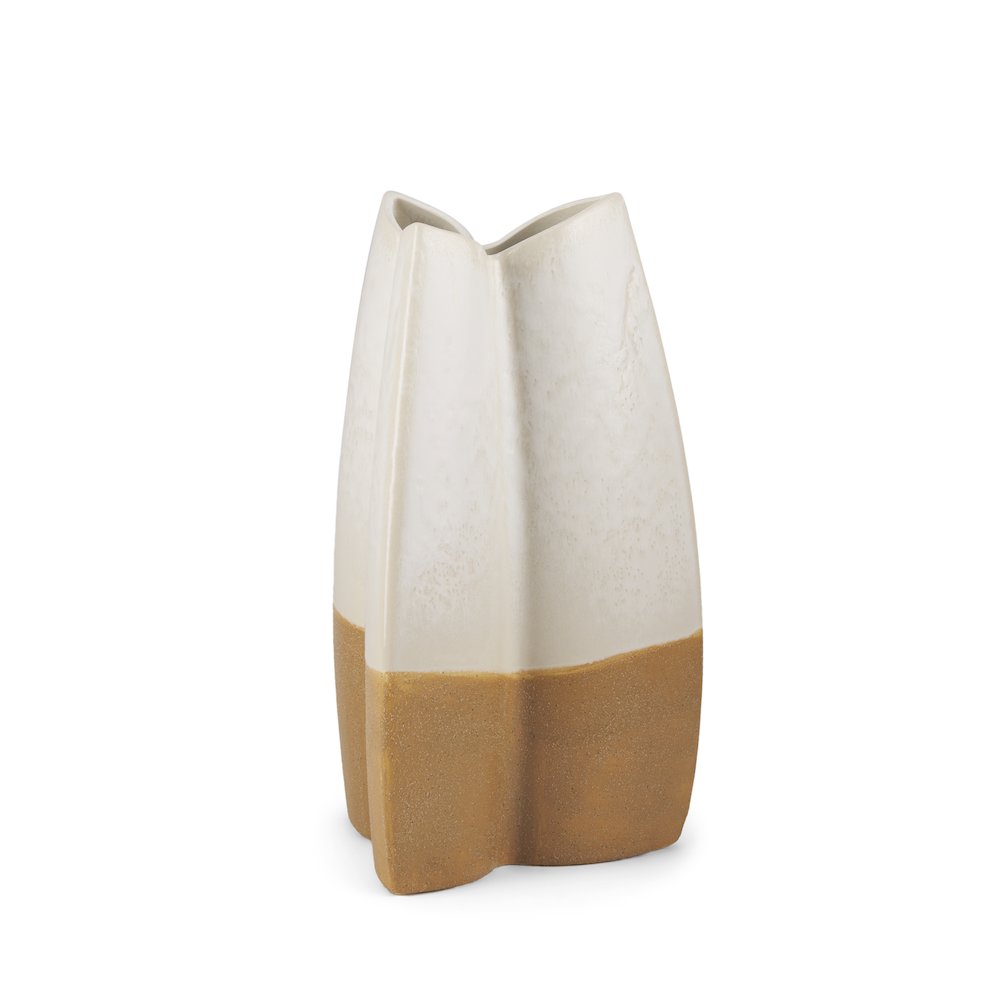 Vania Small Off White Tan Textured Ceramic Vase