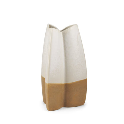 Vania Small Off White Tan Textured Ceramic Vase