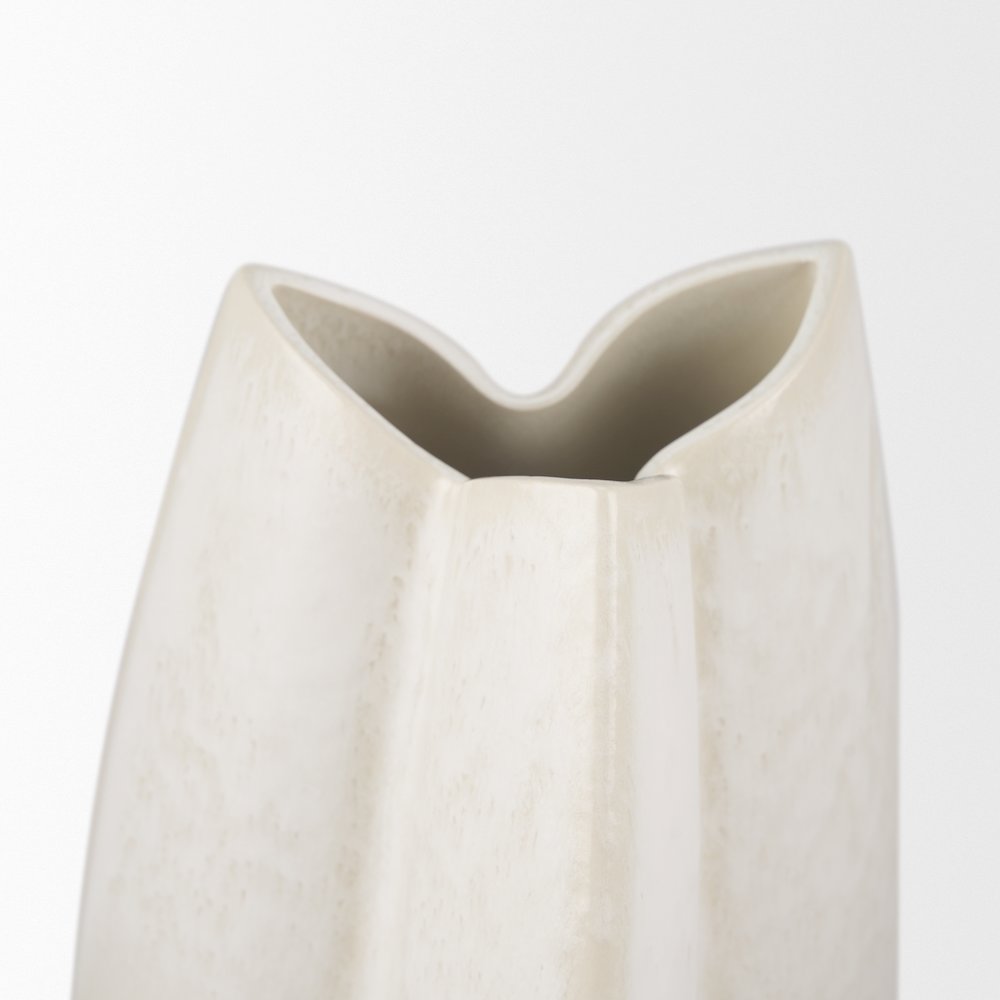 Vania Small Off White Tan Textured Ceramic Vase