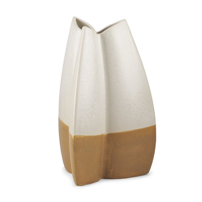Vania Large Off White Tan Textured Ceramic Vase