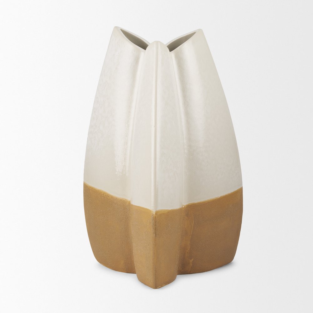 Vania Large Off White Tan Textured Ceramic Vase
