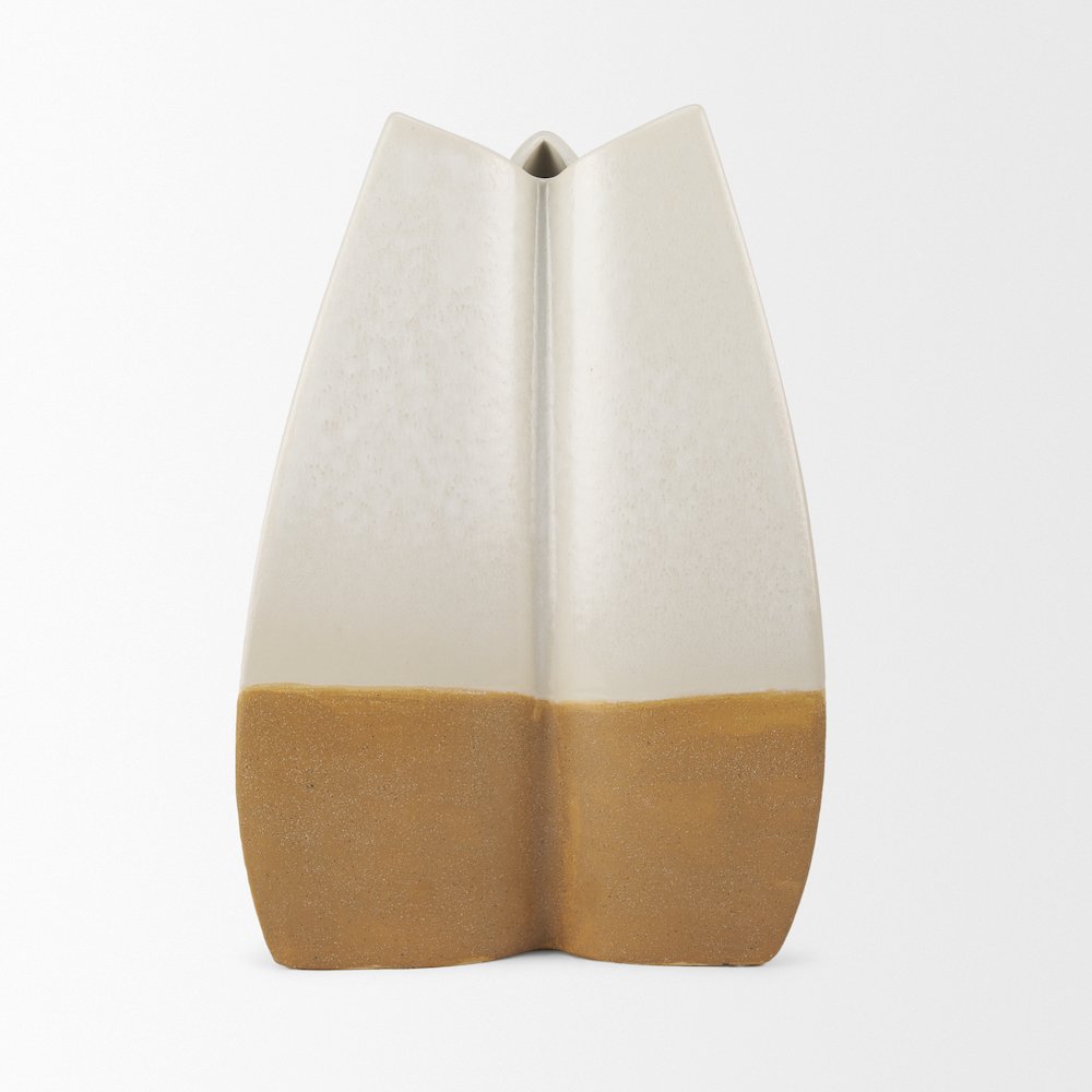 Vania Large Off White Tan Textured Ceramic Vase