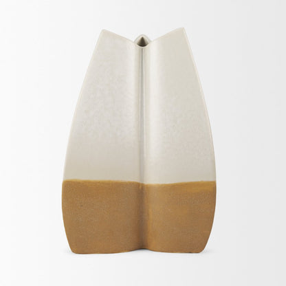 Vania Large Off White Tan Textured Ceramic Vase