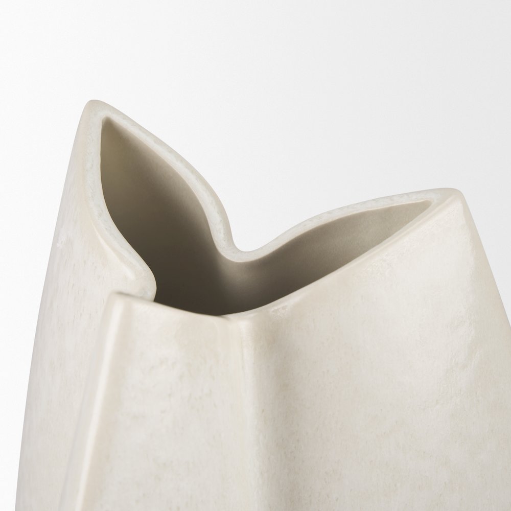 Vania Large Off White Tan Textured Ceramic Vase