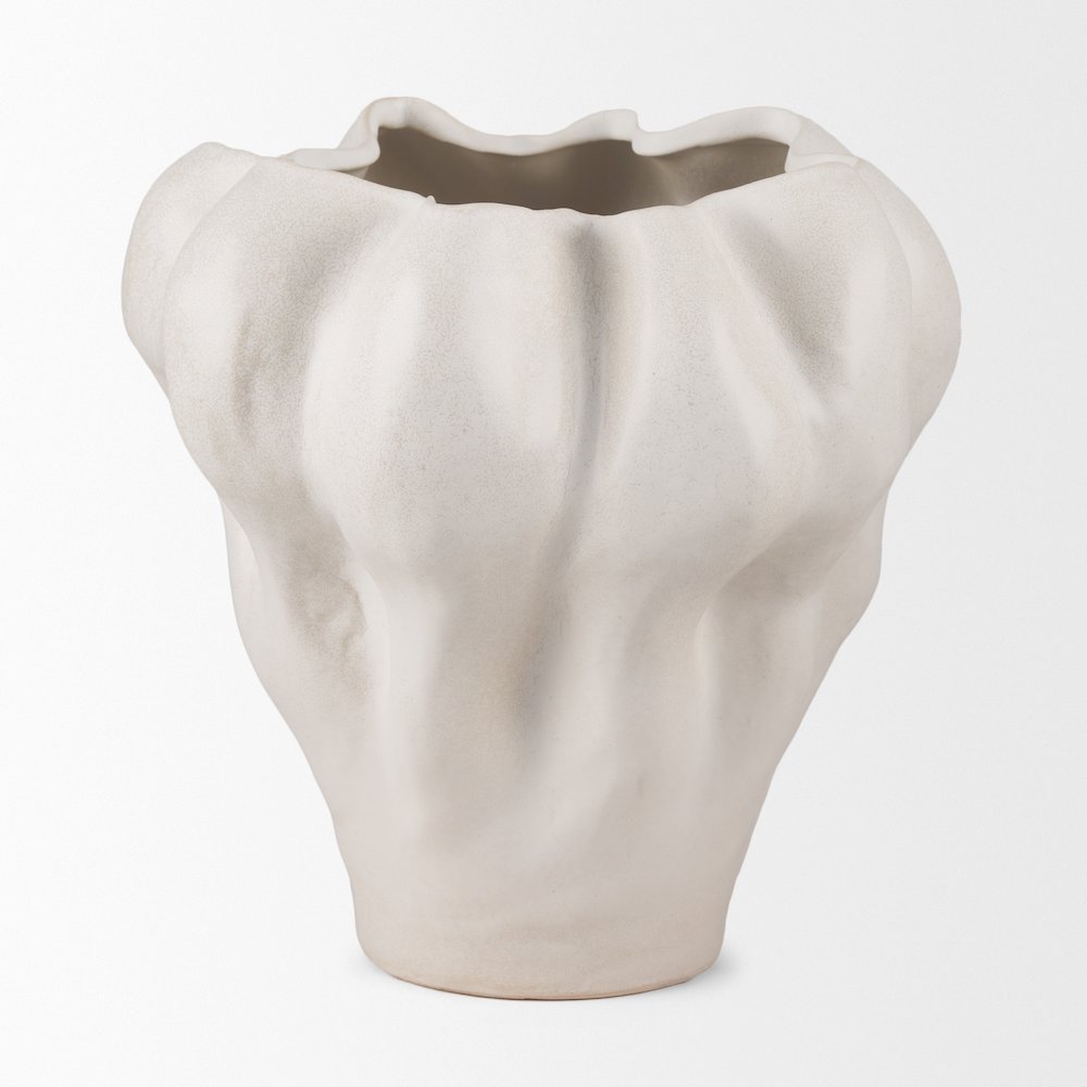 Vanna Sculptural Cream Glazed Ceramic Vase