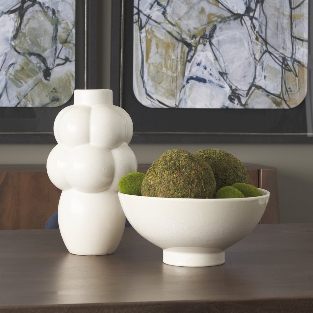 UlvCream Glazed Bubble Ceramic Vase