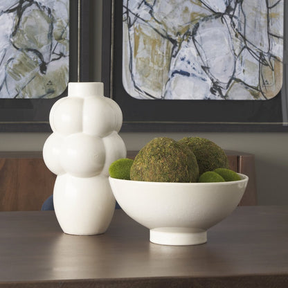 UlvCream Glazed Bubble Ceramic Vase