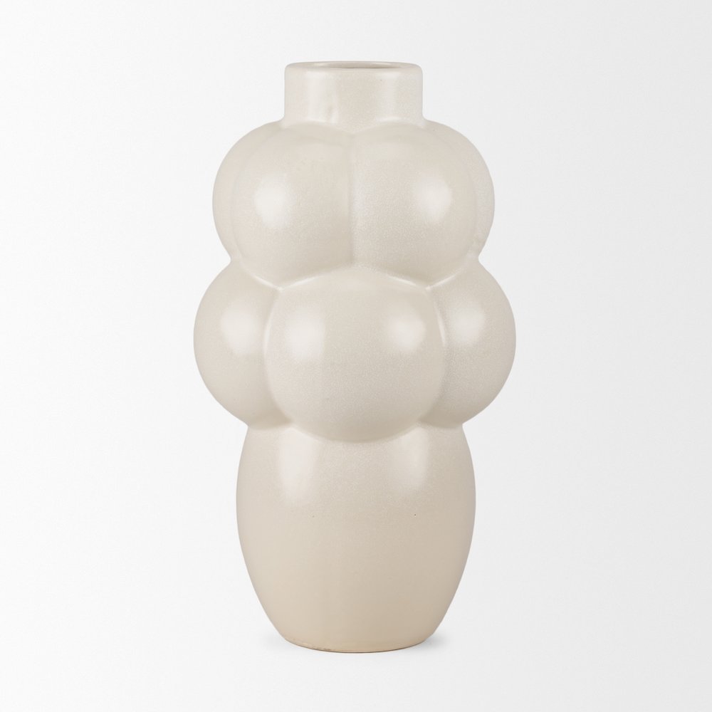 UlvCream Glazed Bubble Ceramic Vase