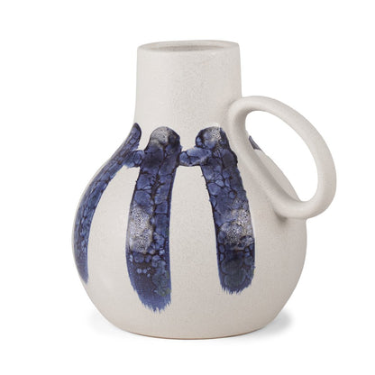 Truett White Blue Stripes Ceramic Jug Vase