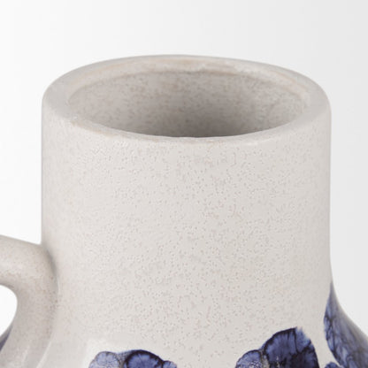 Truett White Blue Stripes Ceramic Jug Vase