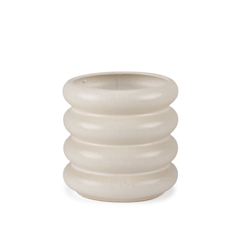 Twyla Tall Cream Glazed Ring Pot