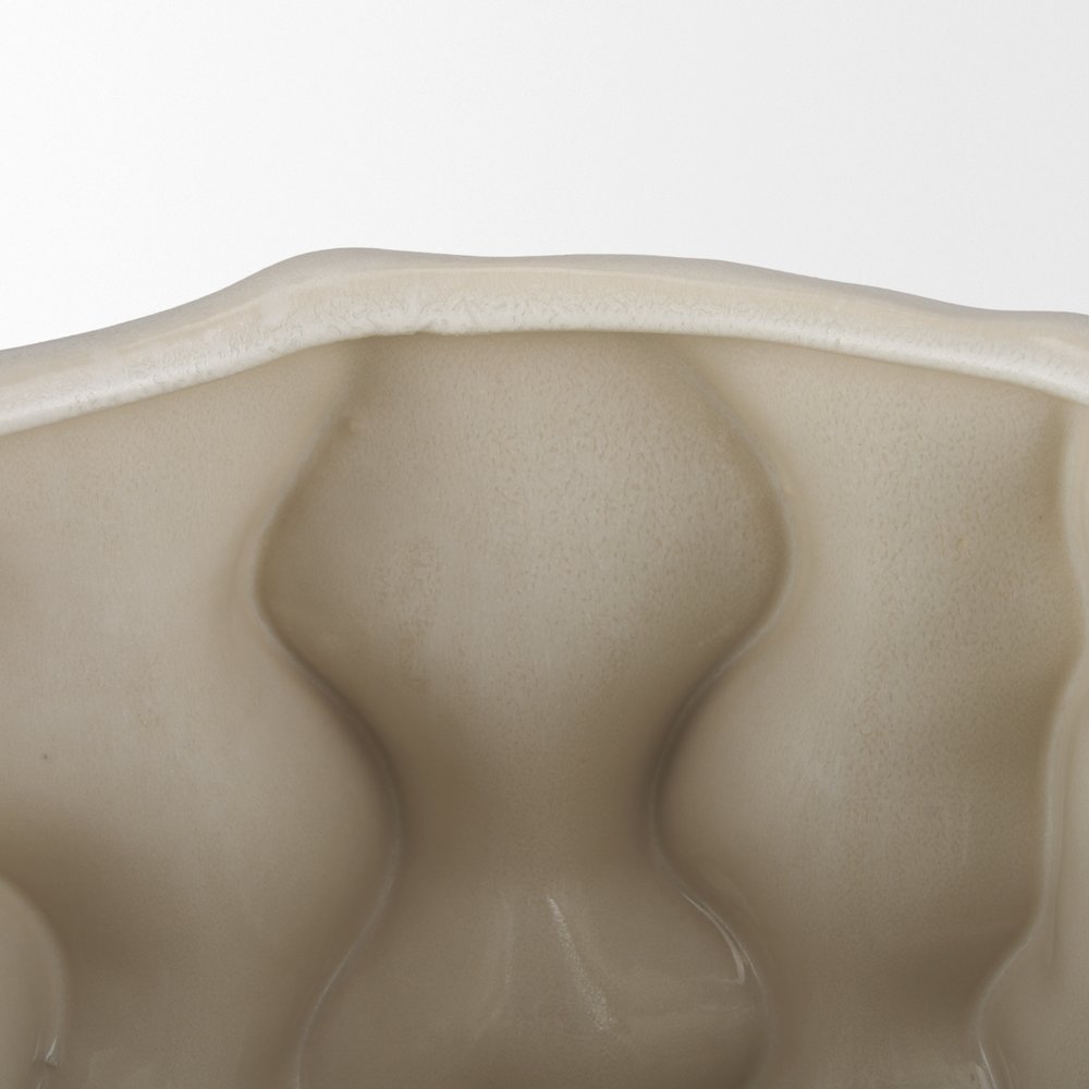 Vahn Sculptural Cream Glazed Decorative Ceramic Bowl