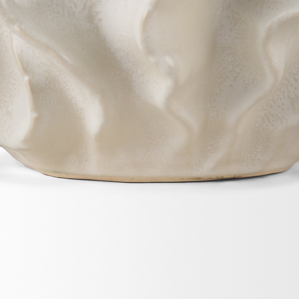 Vahn Sculptural Cream Glazed Decorative Ceramic Bowl