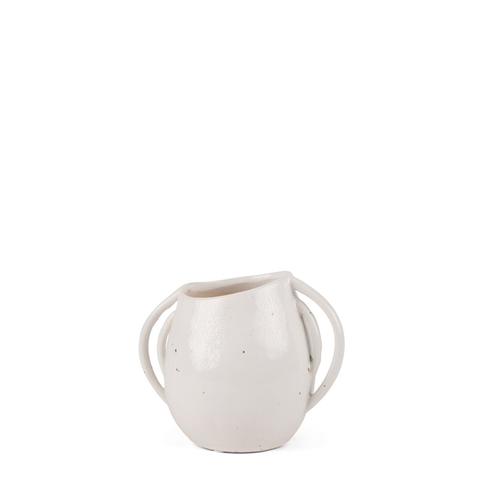 UrvShort Off White Speckled Asymmetrical Ceramic Vase