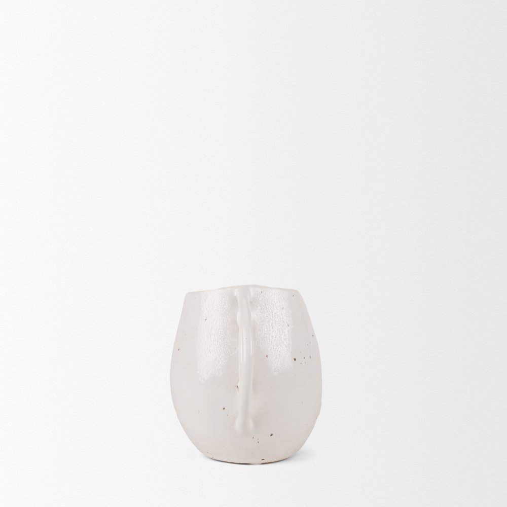 UrvShort Off White Speckled Asymmetrical Ceramic Vase
