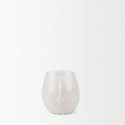 UrvShort Off White Speckled Asymmetrical Ceramic Vase