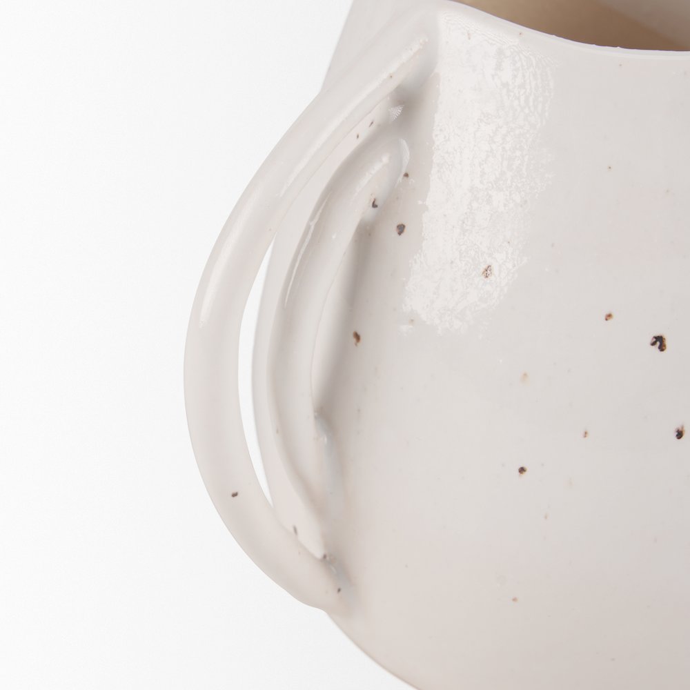 UrvShort Off White Speckled Asymmetrical Ceramic Vase