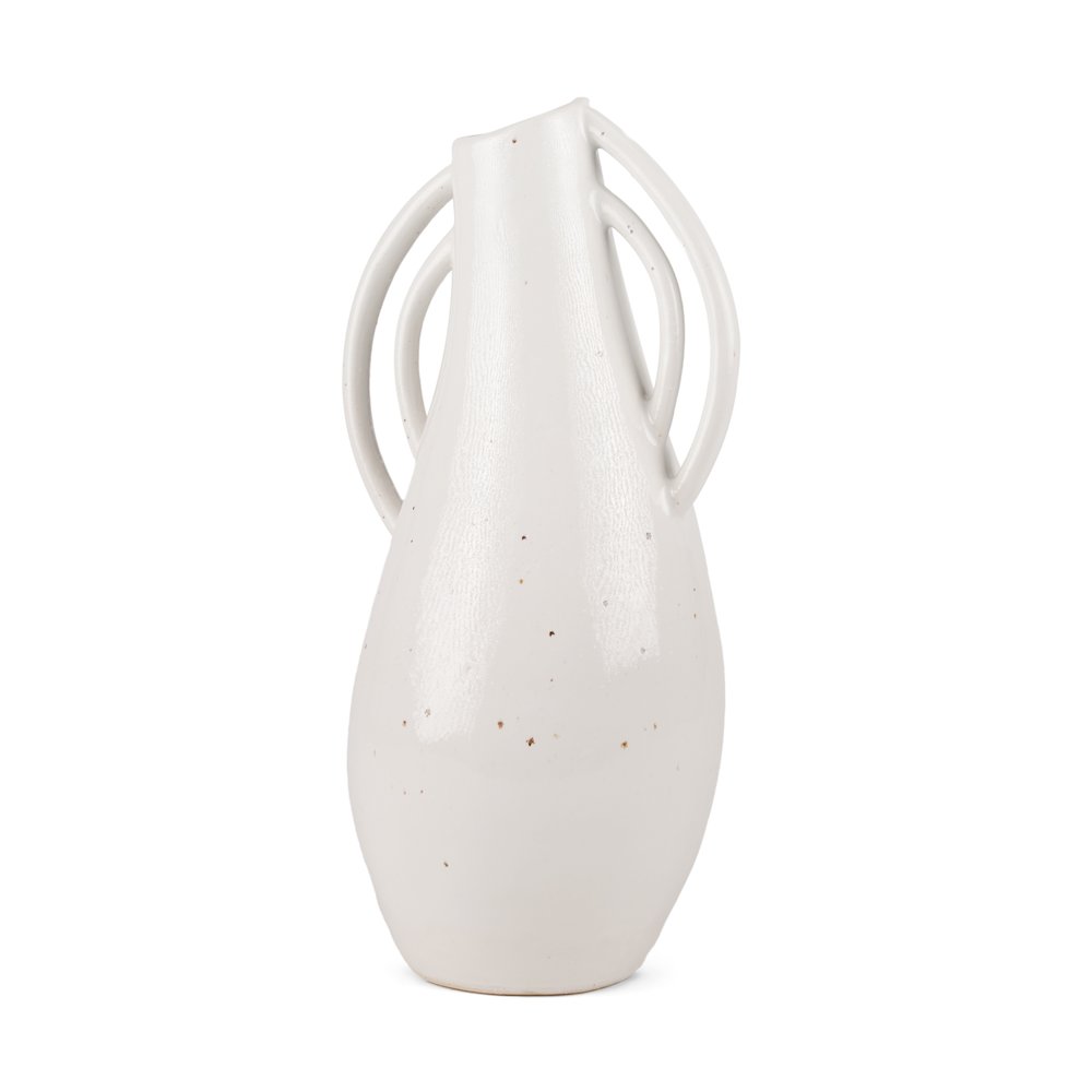 UrvTall Off White Speckled Asymmetrical Ceramic Vase