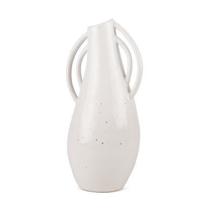 UrvTall Off White Speckled Asymmetrical Ceramic Vase