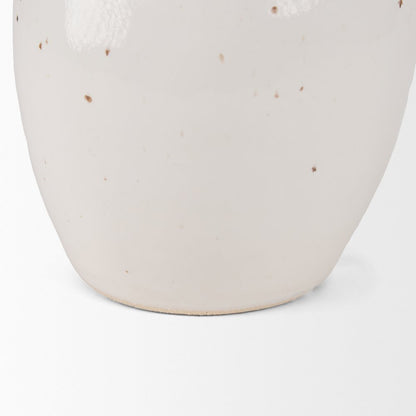 UrvTall Off White Speckled Asymmetrical Ceramic Vase