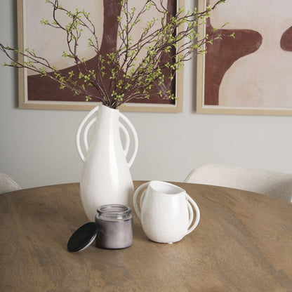 UrvTall Off White Speckled Asymmetrical Ceramic Vase