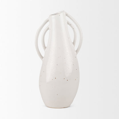 UrvTall Off White Speckled Asymmetrical Ceramic Vase