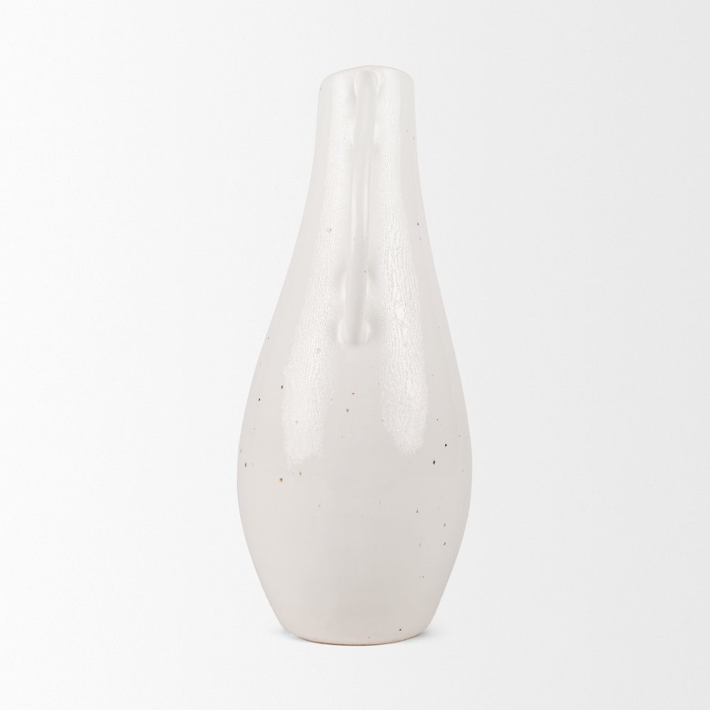 UrvTall Off White Speckled Asymmetrical Ceramic Vase