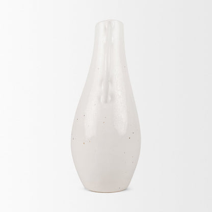 UrvTall Off White Speckled Asymmetrical Ceramic Vase