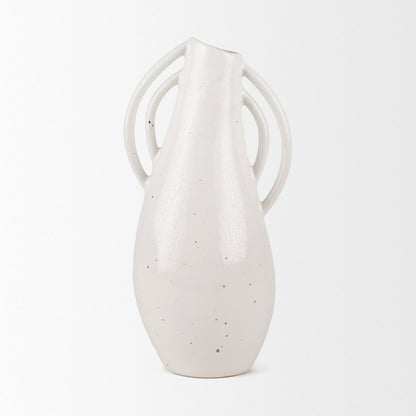 UrvTall Off White Speckled Asymmetrical Ceramic Vase