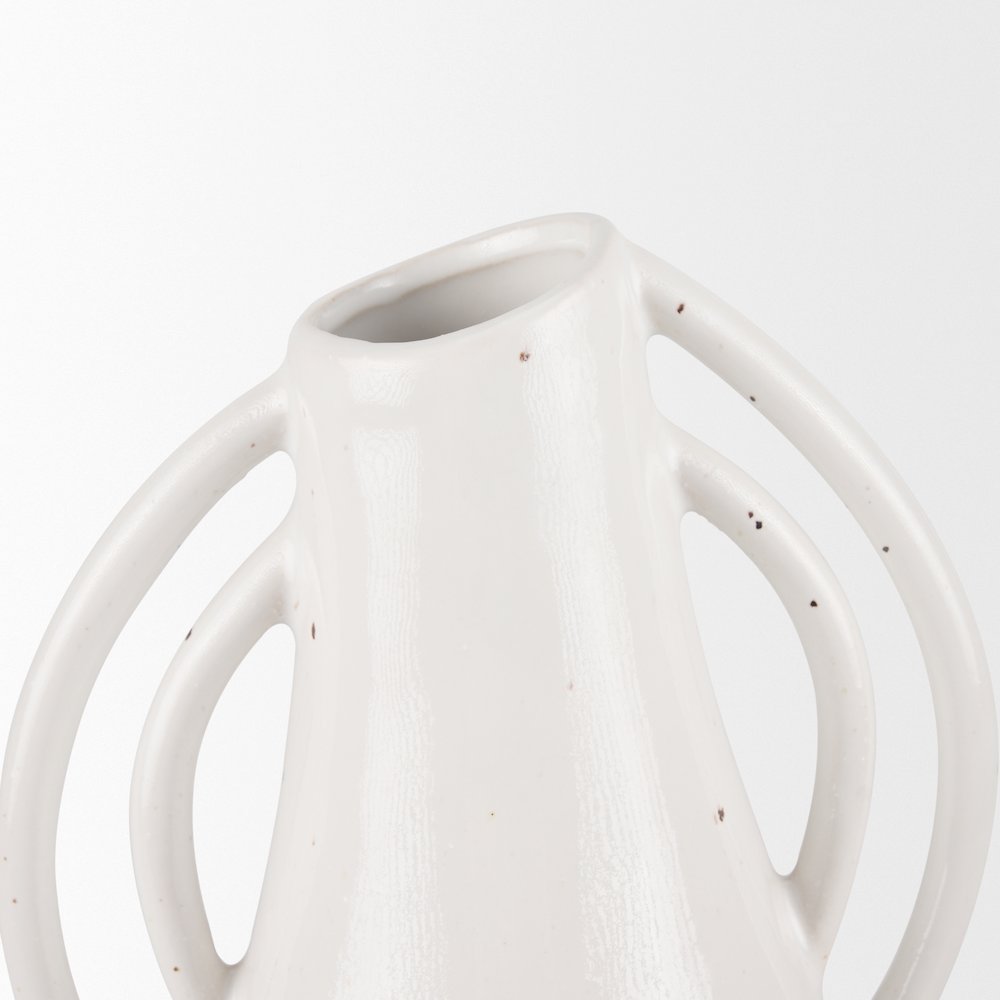 UrvTall Off White Speckled Asymmetrical Ceramic Vase