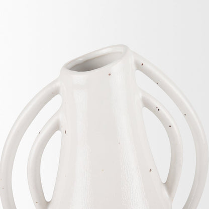 UrvTall Off White Speckled Asymmetrical Ceramic Vase