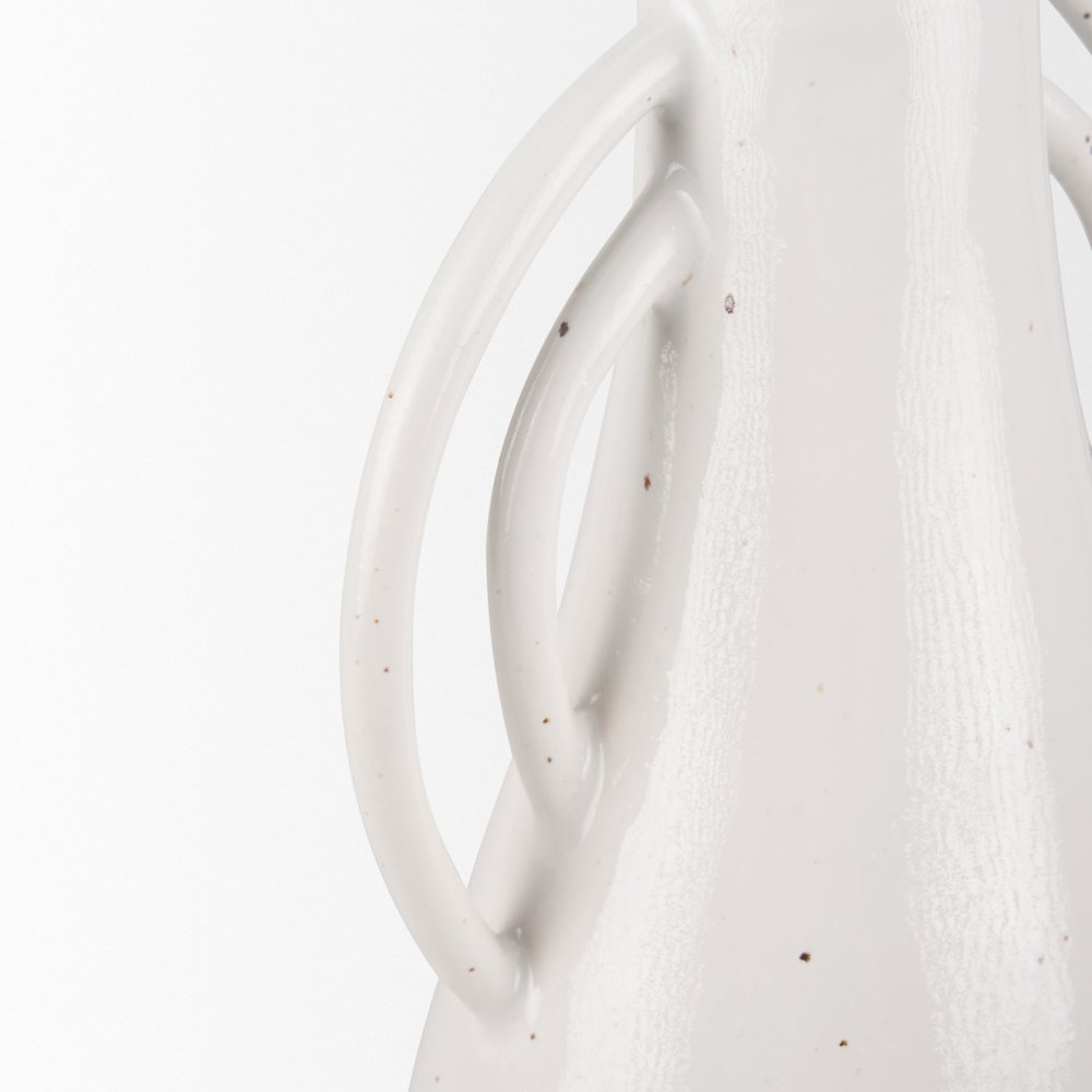 UrvTall Off White Speckled Asymmetrical Ceramic Vase