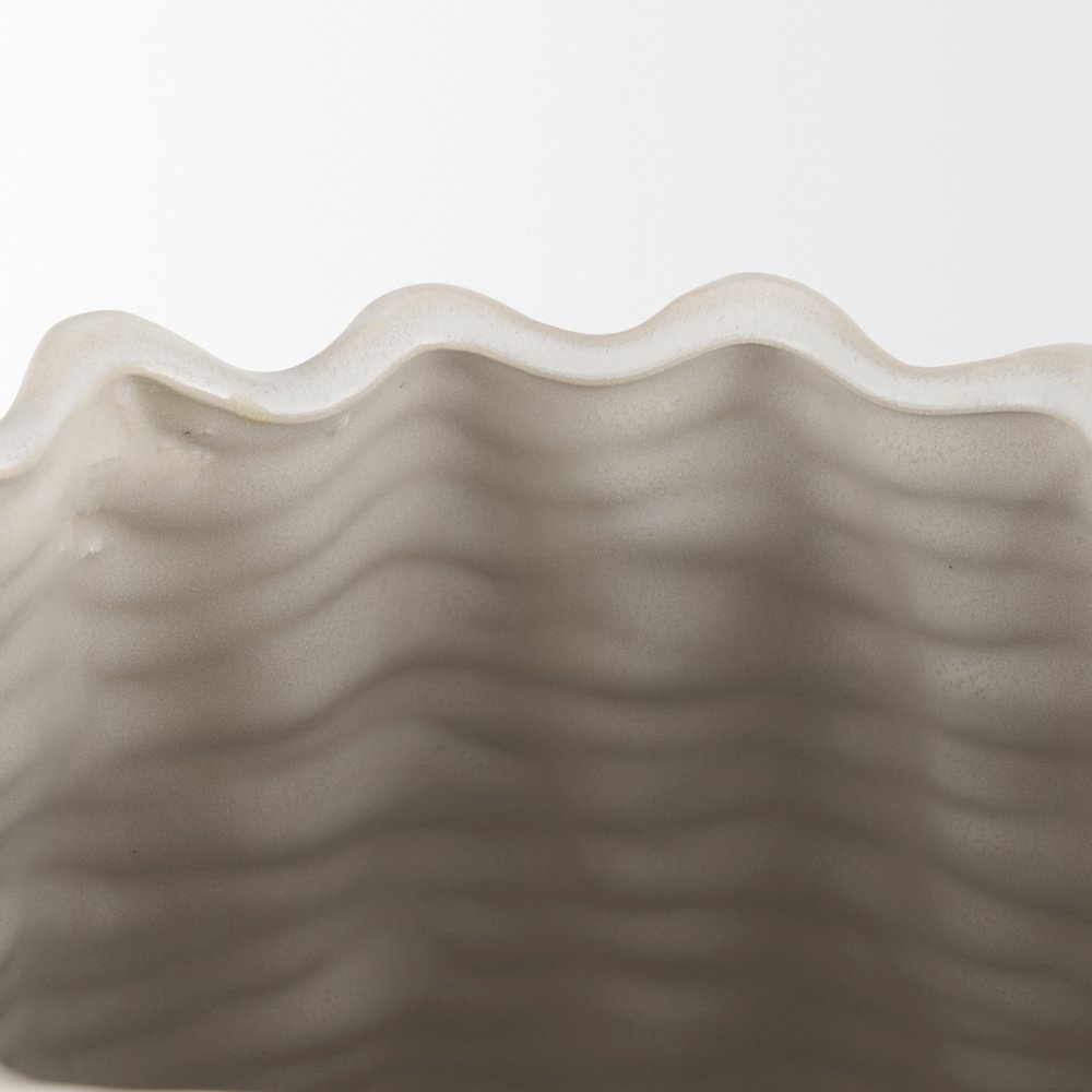 Velia Tall Seashell Sculptural Cream Glazed Ceramic Vase